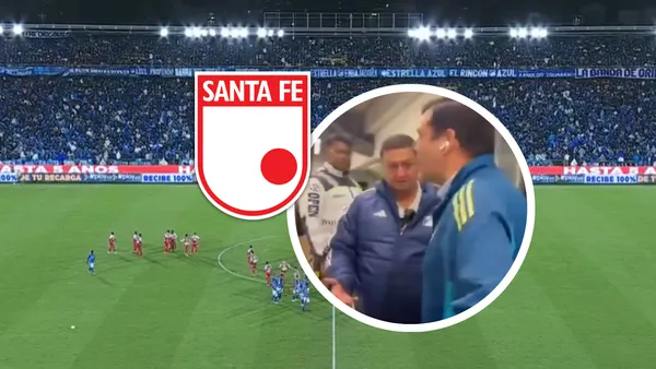 El Campín: La polémica imagen que muestra el "feo detalle" de Millonarios con Santa Fe. Foto: Captura de X, Win Sports y Escudoteca