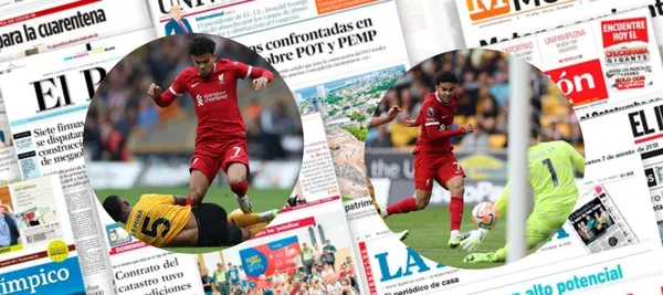 El colombiano estuvo presente en la victoria de Liverpool 3-1 ante Wolverhampton en la Premier League