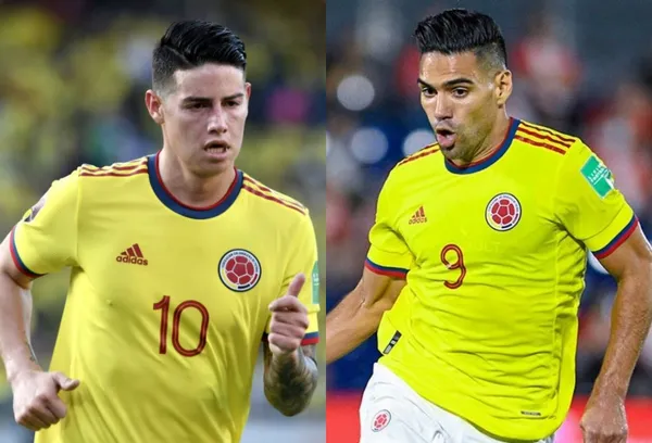 El colombiano James Rodríguez no ocultó su molestia contra su compañero Radamel Falcao en el partido contra Perú.