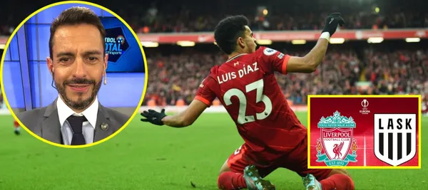 El colombiano marcó el primer gol de Liverpool que le gana 2-0 a LASK en Europa League