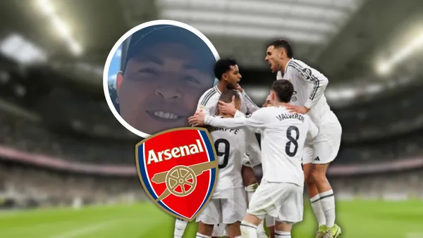 El colombiano que sueña con la remontada del Real Madrid y cometió esta locura Foto: Captura de X, Escudoteca y Real Madrid