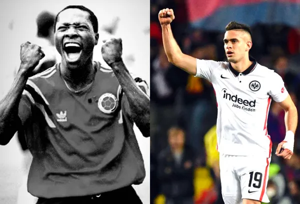 El colombiano Rafael Santos Borré le rindió un homenaje a Freddy Rincón al enfrentar al FC Barcelona.