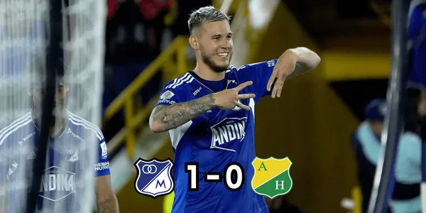 El defensor central, Juan Pablo Vargas, anotó el primer tanto de Millonarios en el partido contra el Huila.