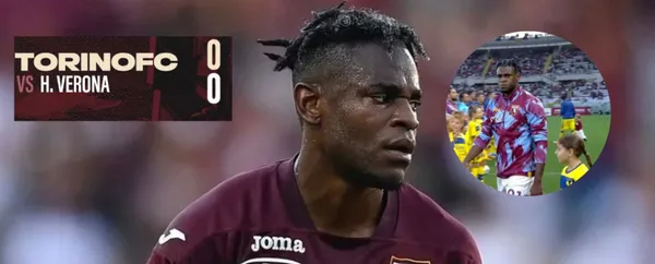 El delantero colombiano estuvo presente en el empate sin goles de Torino vs Hellas Verona
