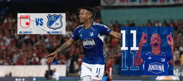 El delantero le está dando la victoria a Millonarios vs Santa Fe en el estadio El Campín