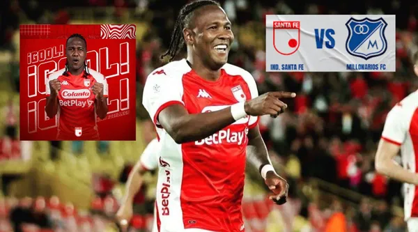 El delantero marcó de gran forma para poner 3-2 el partido de Santa Fe ante Millonarios