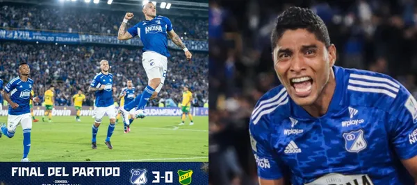 El delantero volvió de su lesión de gran forma marcando doblete con Millonarios en Copa Sudamericana