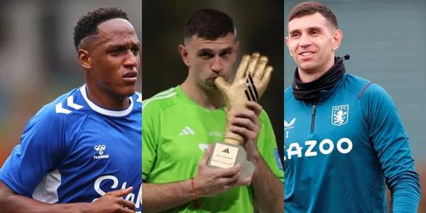 El Dibu Martíenz le dio el beso de Judas a Yerry Mina al encontrarse con él.