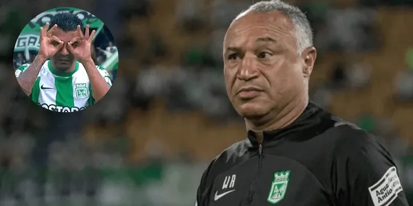 El entrenador de Atlético Nacional, William Amaral, se vio bastante efusivo al momento en que su equipo anotó el primer tanto.