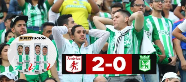 El entrenador William Amaral decidió sacar a Dorlan Pabón por Maximiliano Cantera en Nacional vs América de Cali