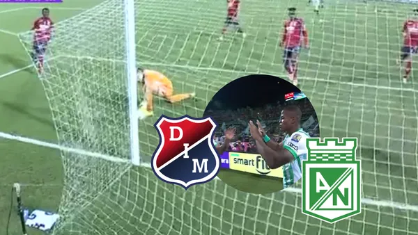 El gol parcial de Andrés Román para el 1 a 0 de Nacional en la final de copa Foto: Escudoteca y Captura de Win Sports