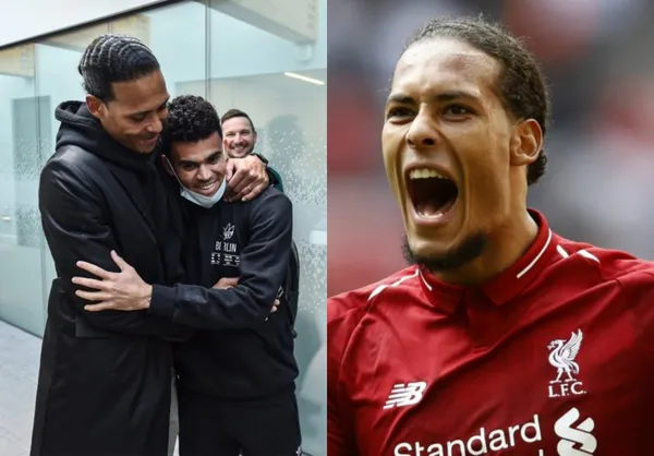 El holandés Virgil van Dijk compartió una foto en redes sociales donde aparece con el colombiano Luis Díaz y con otro crack del Liverpool.
