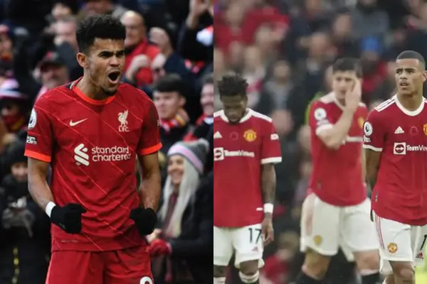 El jugador colombiano marcó al minuto 5 del partido de Liverpool ante los diablos rojos en la Premier League.