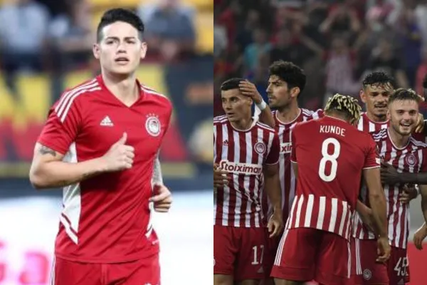 El jugador colombiano no tuvo minutos con Olympiacos por una lesión y estuvo presente hoy en un evento