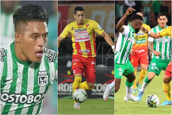El jugador del Deportivo Pereira le hizo una jugada sucia al crack Sebastián Gómez de Atlético Nacional en el partido disputado en el estadio Hernán Ramírez Villegas