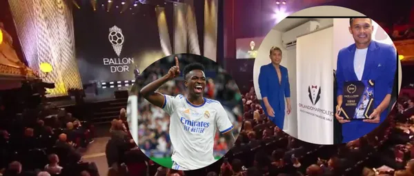 El jugador del Real Madrid llegó a la gala del Balón de Oro con un llamativo traje al estilo Teófilo Gutiérrez