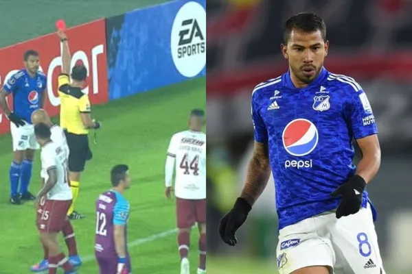 El jugador de Millonarios fue expulsado en el partido ante Fluminense y dejó comprometido a su equipo durante casi todo el partido.