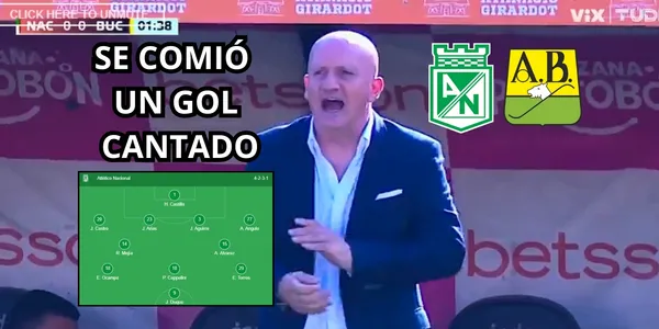 El jugador se comió un gol cantado. Foto captura de pantalla de Win Sports.