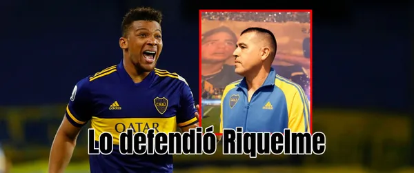 El lateral colombiano viene recibiendo chiflidos cuando juega en la Bombonera. Foto de Fabra de Infobae y de Riquelme de DirecTV