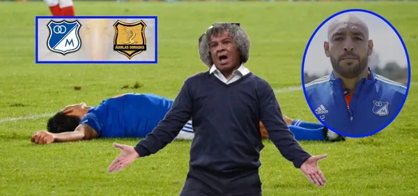 El tronco de Millonarios que regaló el gol de Águilas Doradas (Foto tomada de redes X, Futbolred, El Tiempo)