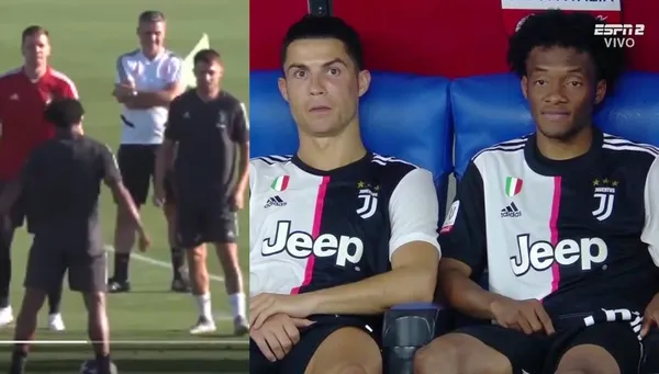 En pleno calentamiento Juan Guillermo Cuadrado le hizo una broma a Cristiano Ronaldo, pero al parecer el portugués no lo tomó bien