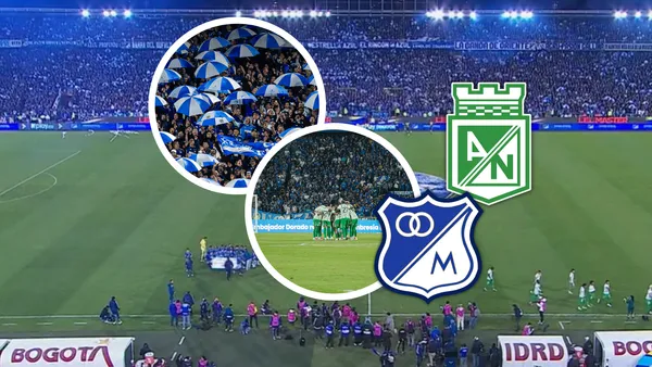 En un clásico sin goles, tres decisiones arbitrales generaron controversia y pudieron cambiarlo todo en El Campín. Foto: Captura de Win, Escudoteca, Nacionaloficial y MFC