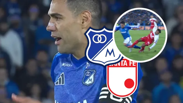 Falcao en el centro de la polémica: La jugada que generó dudas sobre la decisión arbitral. Foto: Escudoteca y Captura de Win Sports