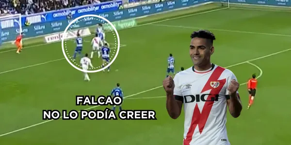 Falcao se comió un gol cantado. Foto captura de pantalla Rayo Vallecano y Falcao de fichajes.com