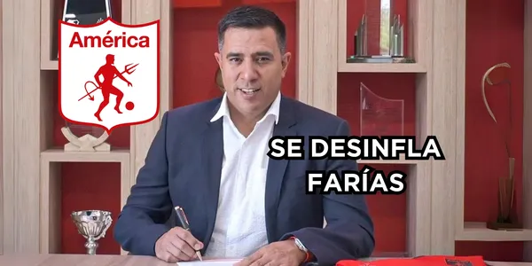 Farías le da malas noticias al América de Cali. Foto de Farías tomada de Twitter @AmericadeCali, logo del América de Wikipedia.