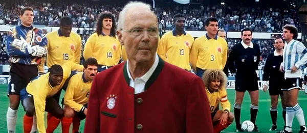 Franz Beckenbauer y exjugadores de la Selección Colombia.