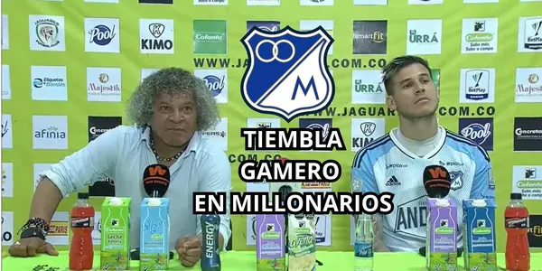 Gamero en la cuerda floja en Millonarios FC. Foto de Gamero tomada de captura de pantalla DIMAYOR YouTube.