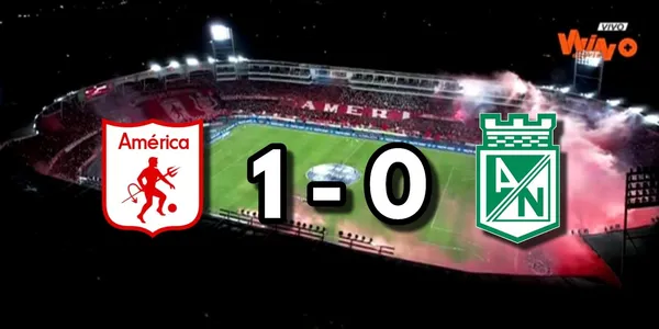 Gol de Cristian Darío Barrios Puertas del América de Cali al minuto 24 contra Atlético Nacional.