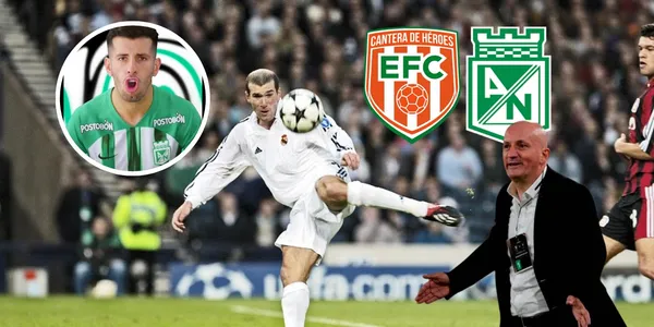 Gol de Pablo Ceppelini con Atlético Nacional. Foto tomada de YouTube, El Colombiano y Twitter Nacional