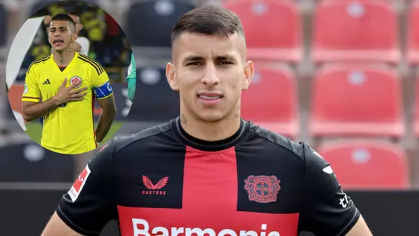 Gustavo Puerta con la camiseta de Bayer Leverkusen