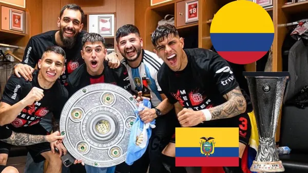 Gustavo Puerta, Piero Hincapié, entre otros jugadores del Bayer Leverkusen -Fotos: Redes Bayer Leverkusen, Bolavip