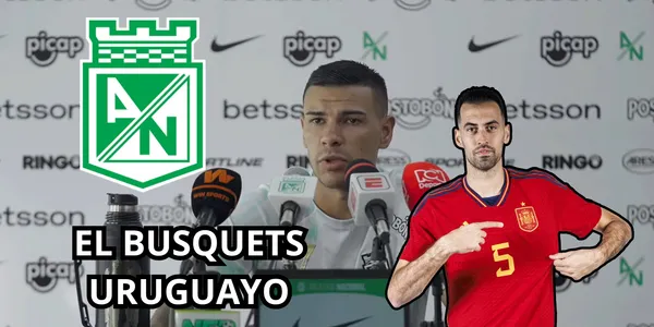 Habló Wallace en Nacional. Foto de Busquets de El Mundo, Wallace de captura de pantalla rueda de prensa Nacional en YouTube.