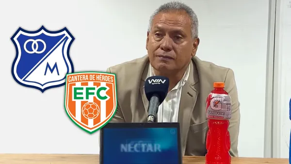 Hernán Torres y sus recientes declaraciones en rueda de prensa luego de la eliminación de Millonarios Foto: Captura de Dimayor y Escudoteca