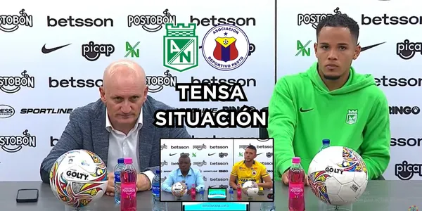 Hubo una situación tensa antes de la rueda de prensa de Nacional. Foto tomada de rueda de prensa DIMAYOR.