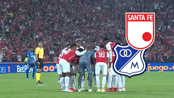 Independiente Santa Fe pone la fiesta como local ante Millonarios Foto: Captura de Win Sports y Escudoteca