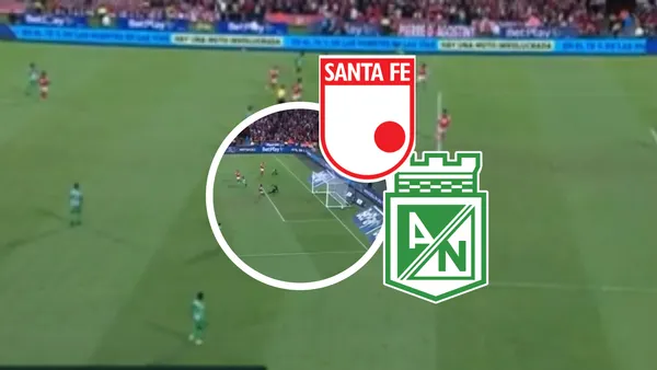 Independiente Santa Fe vs Atlético Nacional Foto: Captura de Win Sports y Escudoteca