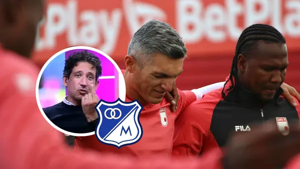 Independiente Santa Fe y Antonio Casale Foto: Captura de ESPN, Escudoteca y Redes sociales de SFE