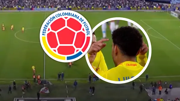 James celebró el gol de Lucho Díaz con un gesto que confirma que hay relevo generacional. Foto: Captura de Gol Caracol y Escudoteca