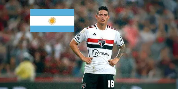 James recibe guiño en Argentina. Foto de James tomada de El Colombiano, bandera Argentina de Freepik.