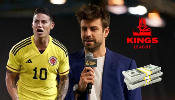 James Rodríguez, al lado Gerard Piqué.