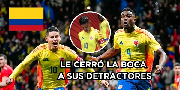 James Rodríguez celebrando el gol de Jhon Córdoba. Foto tomada de Twitter James Rodríguez.