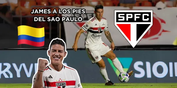 James Rodríguez con un gesto de respeto y admiración con el Sao Paulo de Brasil.