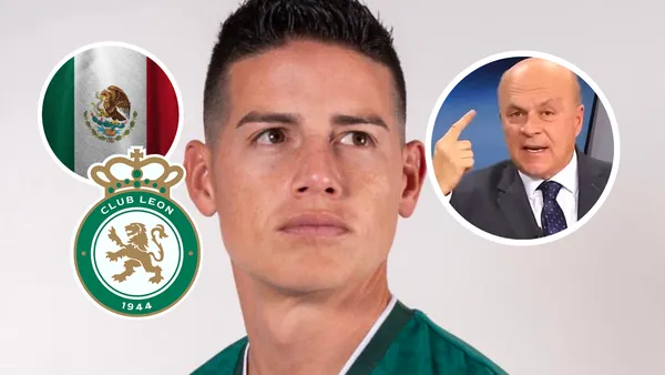 James Rodríguez Foto: Club León, Captura de Win Sports, Escudoteca y Pexels