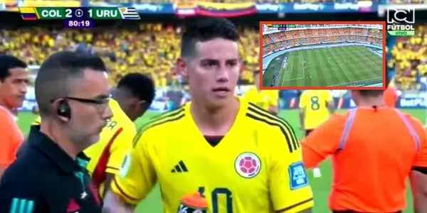 James Rodríguez jugó en la Selección Colombia contra la Selección Uruguay.