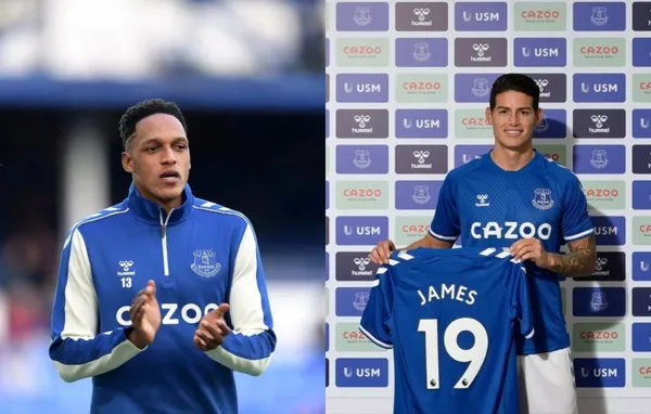 James Rodríguez podría volver al Everton de Inglaterra y Yerry Mina tiene un presente complicado en el club.