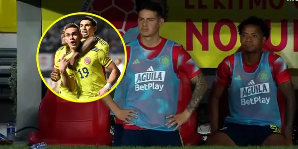 James Rodríguez reaccionó al gol de Rafael Santos Borré contra Venezuela.